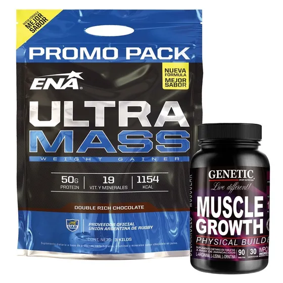 Crecimiento Muscular Ultra Mass 3 K + Muscle Growth Genetic