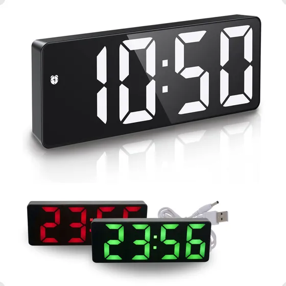 Relógio Digital de Mesa Led Com Data E Alarme Relógio Led 1224h Gudeltec