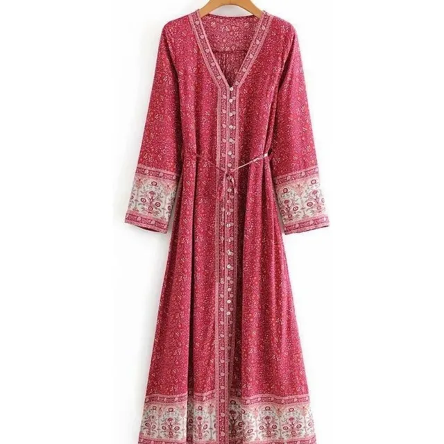 2025, Vestido De Otoño Con Mangas Boho Hippie Chic Maxi