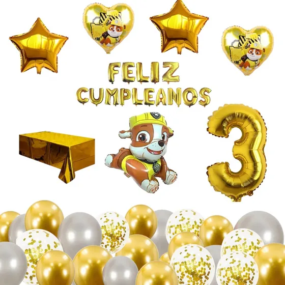 Kit Decoración Niño Rubble Paw Patrol Amarillo Fiesta