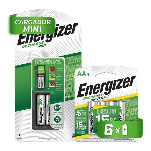 Cargador De Pilas Energizer Mini + 4 Pilas Recargables Aa