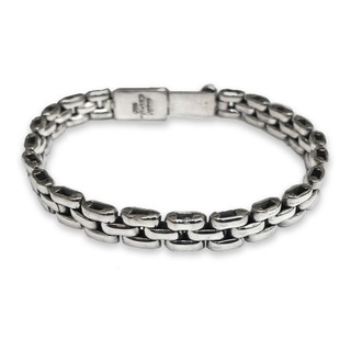 Pulsera De Plata Maciza .925 Eslabones Estilo Rlx 3 Líneas Pulsera De Plata Maciza .925 Eslabones Estilo Rlx 3 Líneas