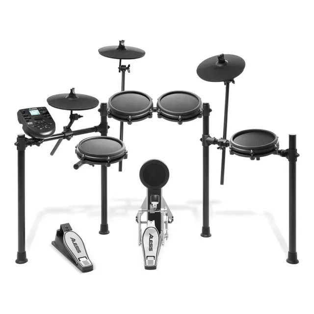 Batería electrónica Alesis Nitro Mesh Kit de 8 cuerpos con 385 sonidos color negro - fuente de alimentación