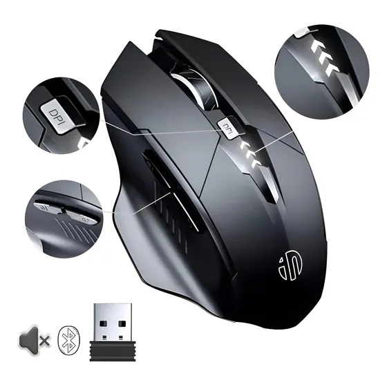 Mouse Sem Fio Bluetooth Recarregável Gamer Ergonômico 2.4g