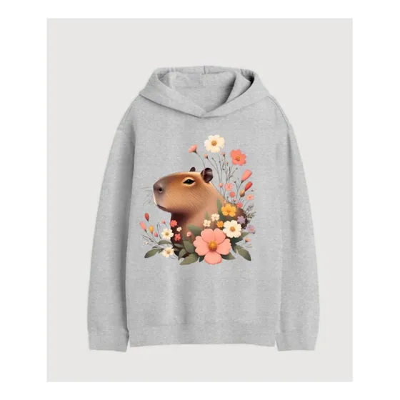 Capybara Suéter Oversize Con Capucha Unisex 100 % Algodón