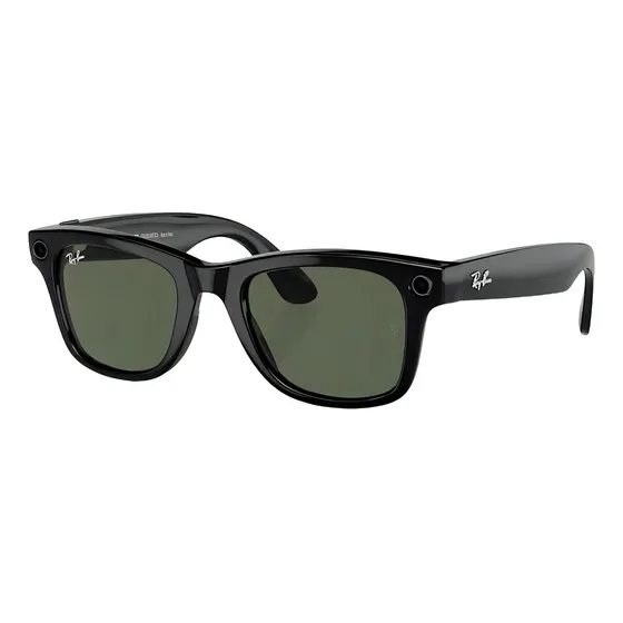 Lente Ray-ban Meta Wayfarer Rw4006 50-22 Shineblack con marco negro y verde varilla