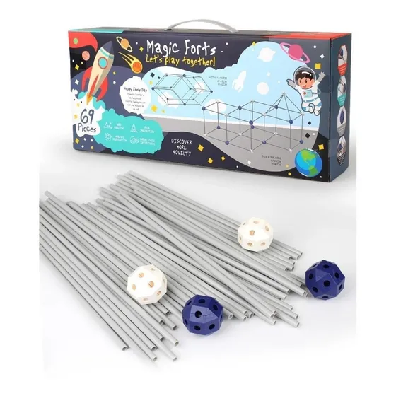 Juego De Construcción Magic Fort 69 Piezas Bez-025 - Beinzi Color Blanco Y Azul
