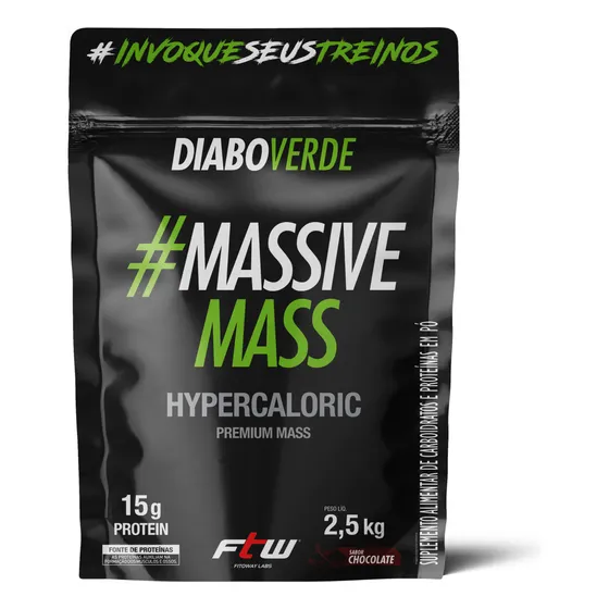 Massive Mass Hipercalórico Refil 2,5kg Sabor Chocolate FTW - DIABO VERDE