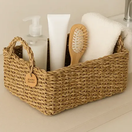 Cesto Caixa Organizador Seagrass Quarto Banheiro Decorativo Palha