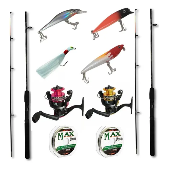Kit 2 Varas E Molinetes Iscas Artificiais - Original Fish