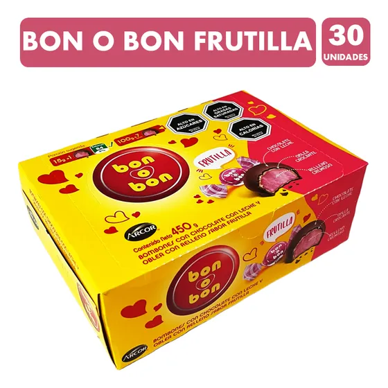 Bombones Bon O Bon Sabor Frutilla (caja Con 30 Unidades)