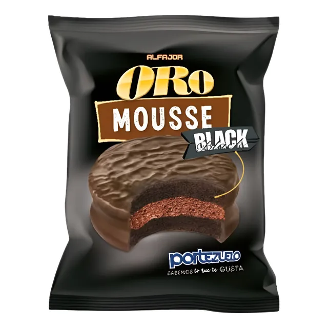 Alfajores Portezuelo Oro Mousse Negro 45grs. Pack X18