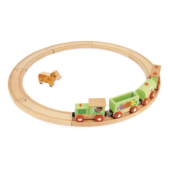 Tren Con Circuito Granja En Madera Janod