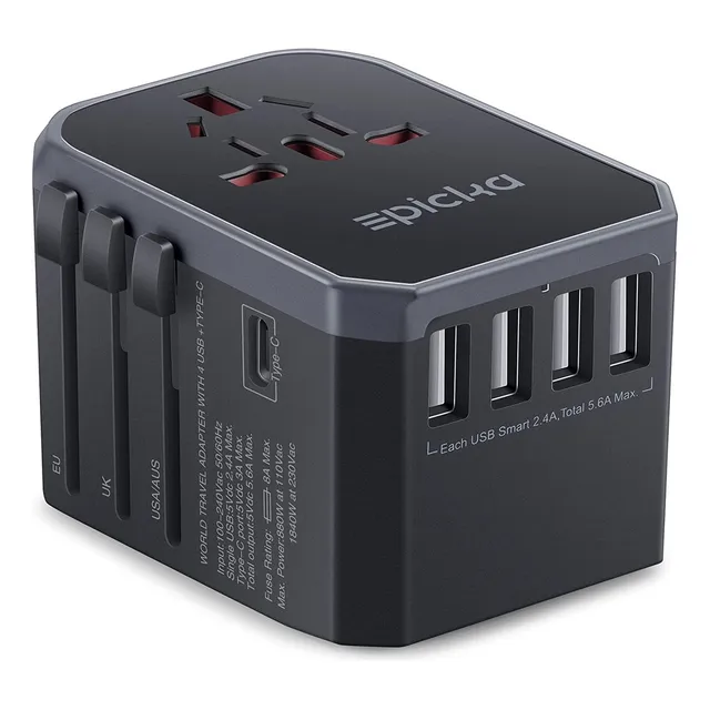 Adaptador De Viaje Universal Con Carga Rápida Usb-c