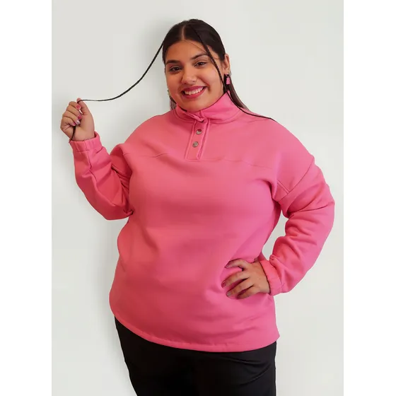 Buzo Frizado Mujer Ananá Plus Size Oversize Cuello Alto