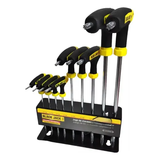 Juego De Llaves Allen En T 9 Pz Milimetricas Torx T10 a T50 Color Negro