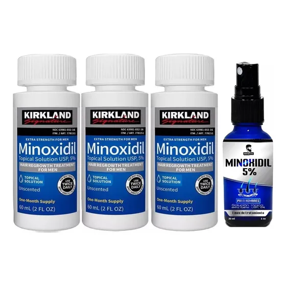 Combo 3 Minoxidil Barba  Cabello + 1 Frasco Spray Minov136
