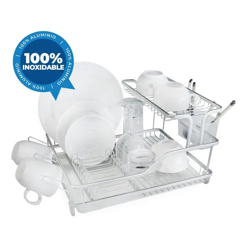 Secaplatos Escurridor Aluminio 100% Inoxidable Doble Altura