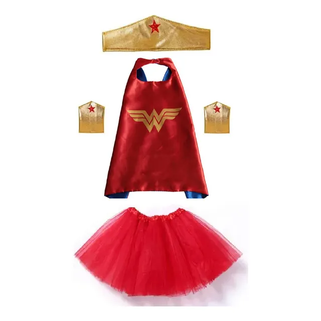 Disfraz De Mujer Maravilla 5 Piezas Para Niñas Super Heroina