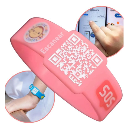 Pulseira De Identificação Inteligente Com Qr Code Rosa Pulseira De Identificação Inteligente Com Qr Code Rosa
