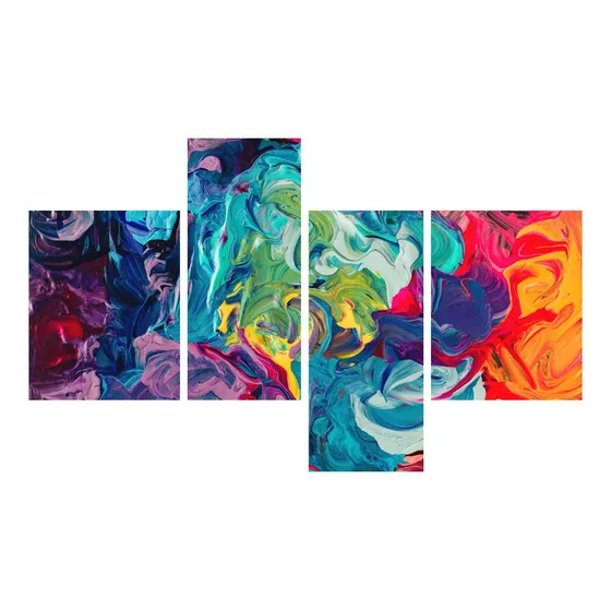 Cuadriptico Arte Abstracto Moderno Pintura Oleos 140x70 Tela