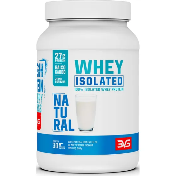 100% Whey Protein Isolada 900g Sabor: Natural - Proteína 100% Pura Adoçado Naturalmente Com Estévia - 3vs Nutrition