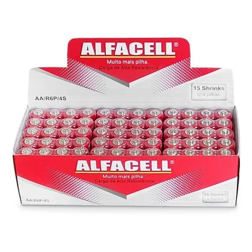 Pilha AA Alfacell LR64B Cilíndrica - kit de 60 unidades