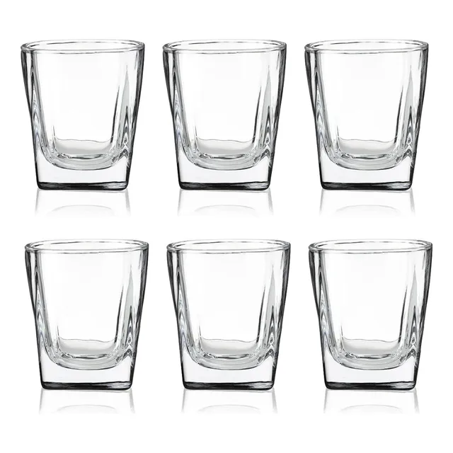 Vaso De Vidrio 6 Unidaes Bajo Cuadrado
