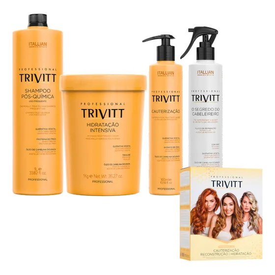 Kit Profissional Trivitt Cauterização Reconstrução Hidratação Itallian Hairtech
