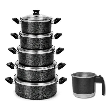 Kit Jogo De Panelas 6 Peças Com Tampa De Vidro Para Cozinha