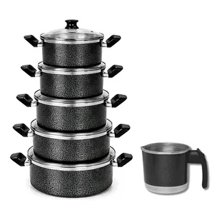 Global Alumínio Kit Jogo De Panelas 6 Peças Com Tampa De Vidro Para Cozinha