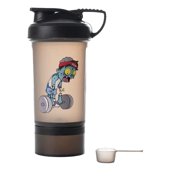 Vaso Shaker Flip 500 Ml Mezclador Proteinas 2 En 1 Con Scoop Zombie