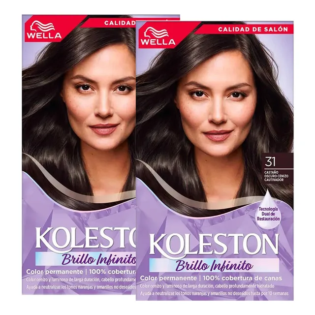 Tinte Koleston No31 Castaño Oscuro Cenizo Pack 2