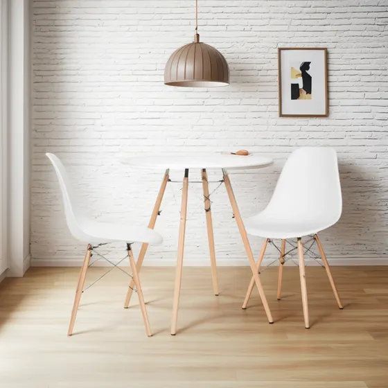 Mesa Jantar 70x70 2 Lugares Cadeiras Eiifel Chales Eames