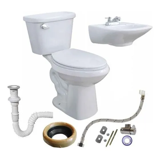 Juego De Wc Y Lavamanos Total Pack Plus Marfil Ekon 62803