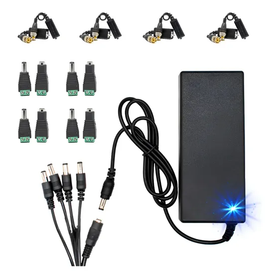 Fuente Switching 12v 5a 5amp +splitter 1x4 +4balun +4par M/h