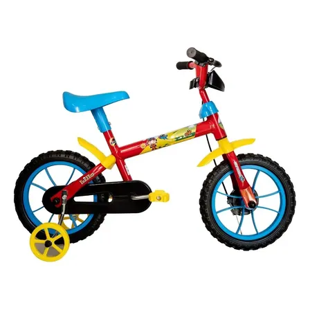 Bicicleta Infantil Aro 12 Com Rodinhas Lillo Vermelho E Azul Vermelho 45 Cm