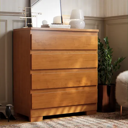 Cômoda Imperial 4 Gavetas Branco Nature Off White Canela Quarto Mdf Mdp Moderna Compacta Organização Roupas Linho Sapatos Infantil Juvenil Adulto