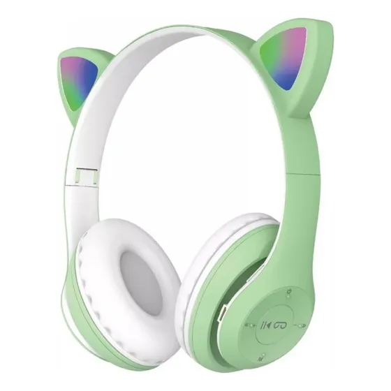 Fone De Ouvido Gatinho Bluetooth Infantil Led Menino Menina