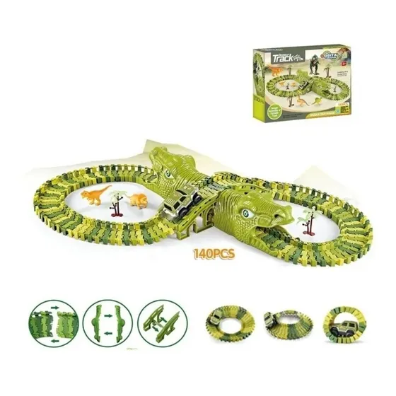 Juguete Niños Pista Autos 140 Pzs Dinosaurios Babymovil Color Unico Personaje Dino