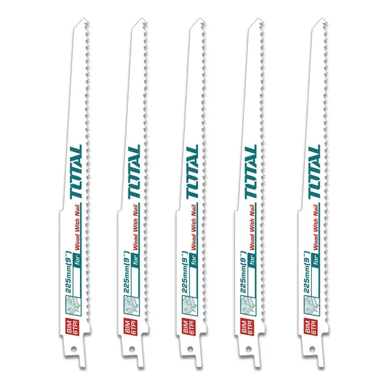 Set 5 Hojas Para Sierra Sable Total 9'' 22.5cm Madera Clavos