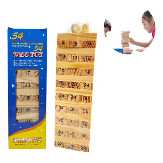 Juego De Mesa Torre De Madera Apilable Bloques Clásico Pieza