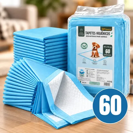 Tapete Higiênico Para Cachorro Descartável Alta Absorção 60x60 60 Unidades Secagem Rápida Cão Proteção Piso