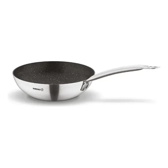 Wok Korkmaz 28 Cm Gastro Acero Inoxidable Superficie Antiadherente