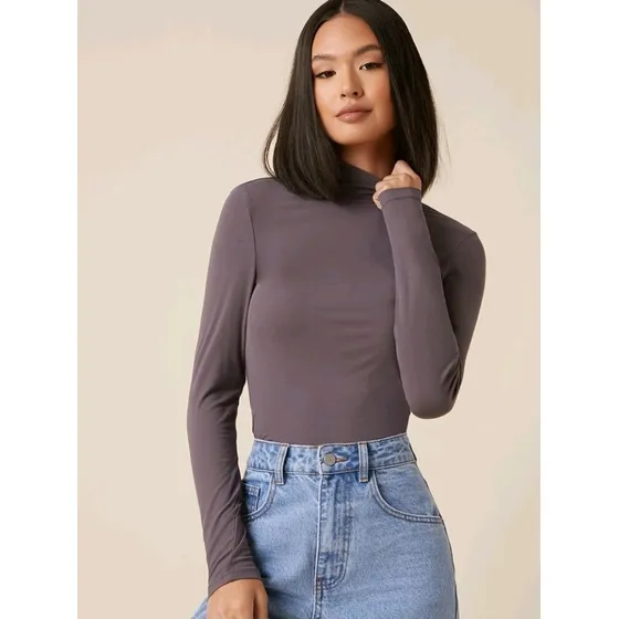 Camisetas Cuello Alto, Manga Larga. Shein