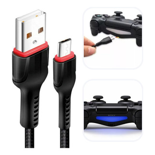 Carregador Controle Compatível Ps4 Cabo Grande 3m Bom Barato Carregador Controle Compatível Ps4 Cabo Grande 3m Bom Barato