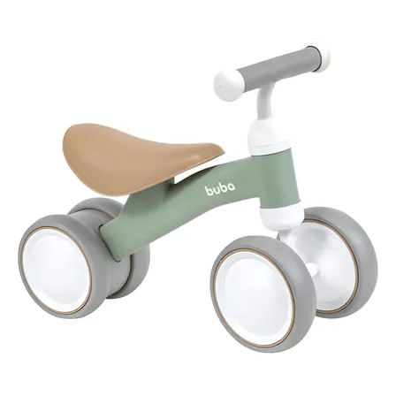 Bicicleta De Equilíbrio 4 Rodas Bebê Sem Pedal Infantil Buba Verde