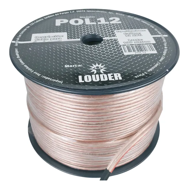 Rollo De Cable Para Bocina Uso Rudo Calibre 12 Polarizado