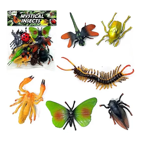 Kit 6 Insetos De Borracha Animais Toy King Besouro Borboleta