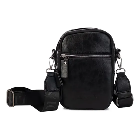 Bandolera Mujer Lincoln's Amelia Cuero Negro Porta Celular | Cuotas sin interés